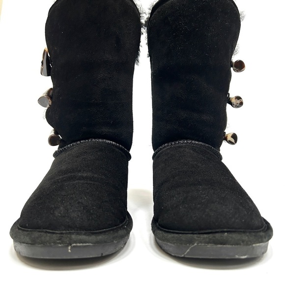 BearPaw Suede Black Sheepskin Wool Toggle Boots 917W-Jade, Size 8 - Picture 7 of 16